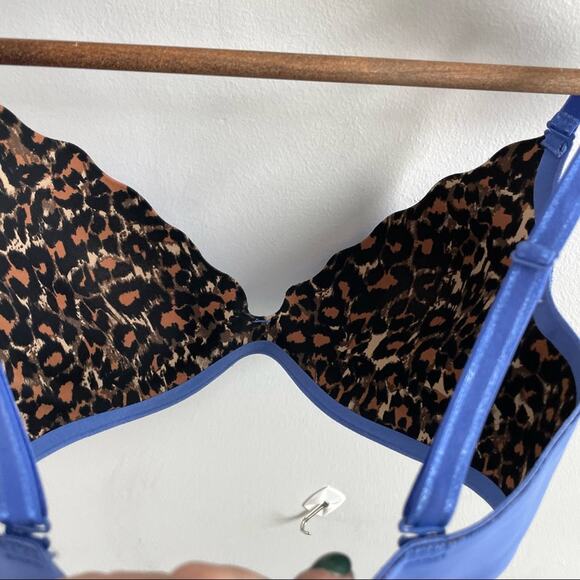 B. Tempt'd | Blue Indigo Scalloped Convertible Push-up Bra Women’s Underwire - Picture 6 of 6